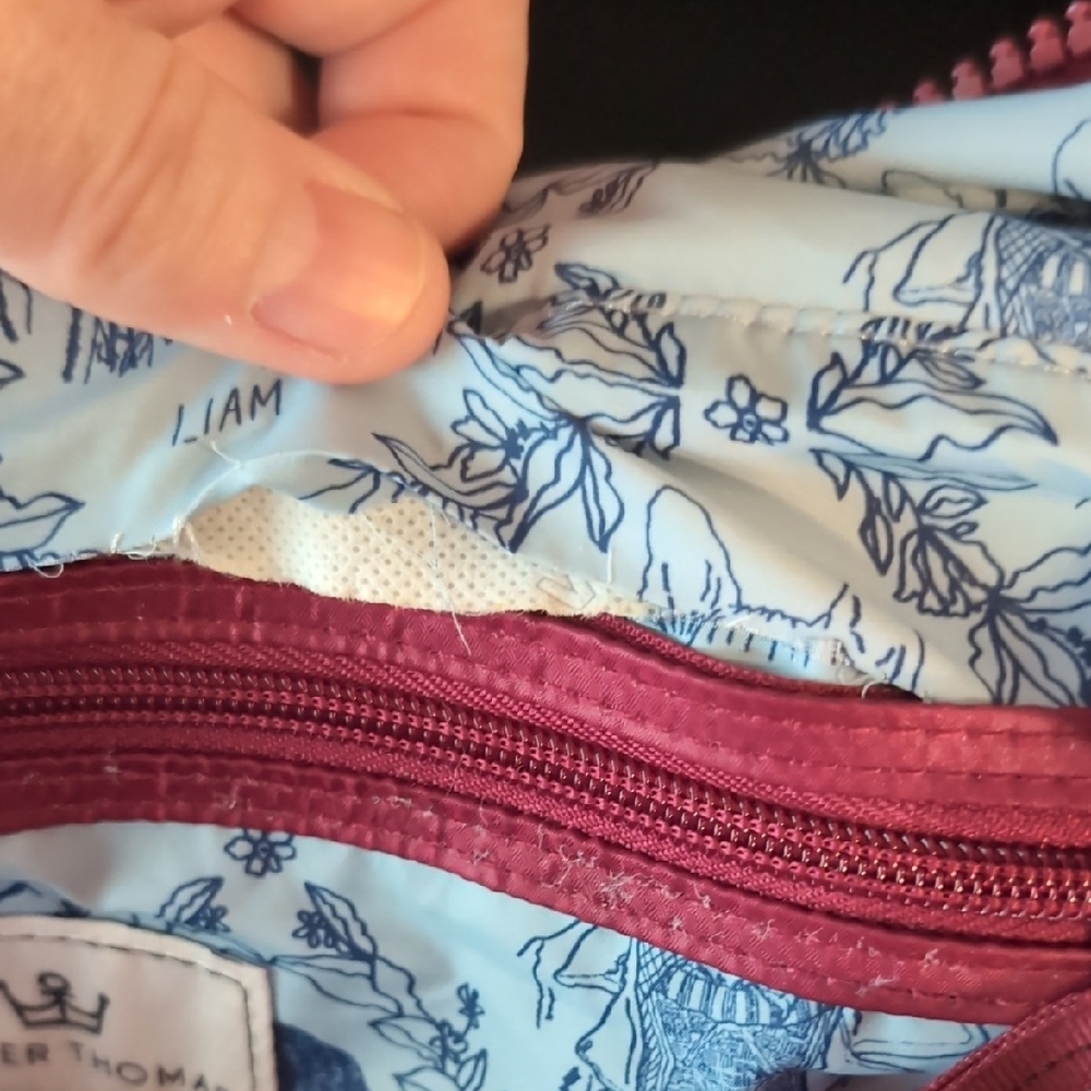 Oliver Thomas Quilted Kitchen Sink Large Burgundy Tote Bag Purse - Flaw Inside - Picture 8 of 8